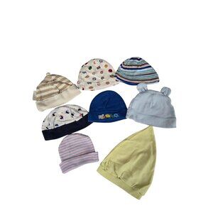 Baby Boys 8pc Beanie Hat Lot Gerber Carter’s Newborn to 0–6 Months